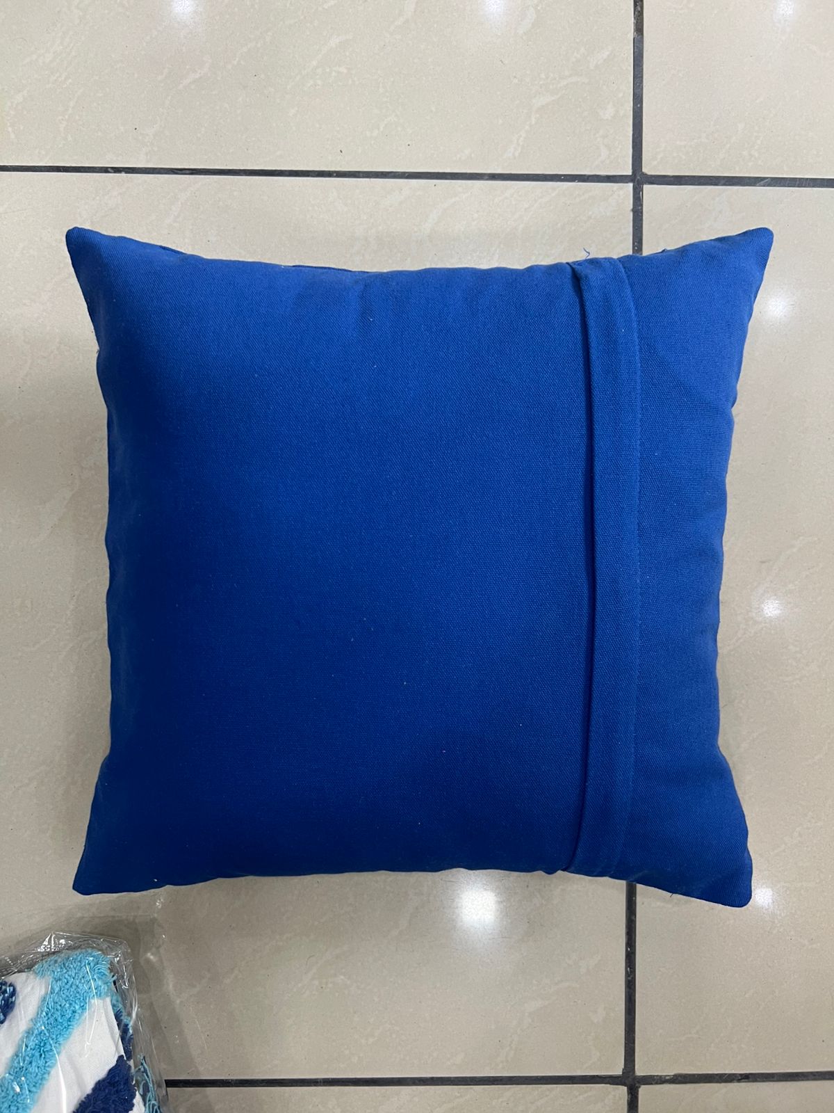 100% Cotton Embroidered Cushion Cover - Blue Blossoms