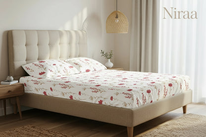 NIRAA Urbanspace – Orchid blooms 100% Cotton Bedsheet Set (200 TC)