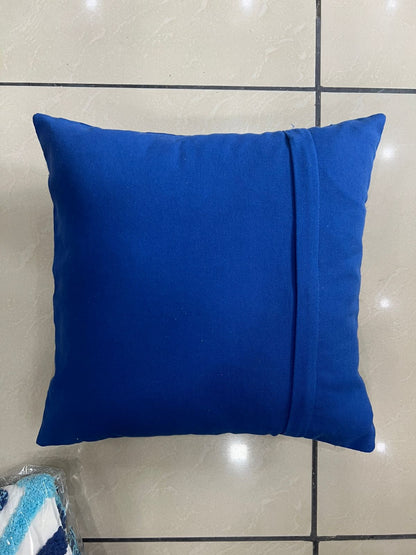 100% Cotton Embroidered Cushion Cover - Blue Blossoms