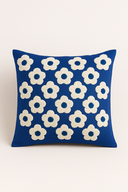 100% Cotton Embroidered Cushion Covers 16×16 Inches | Floral Design | Decorative Throw Pillow Covers for Sofa, Living Room & Bedroom