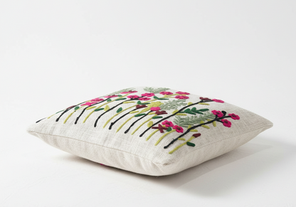 Decorative pillow with floral embroidery  - Boho Design