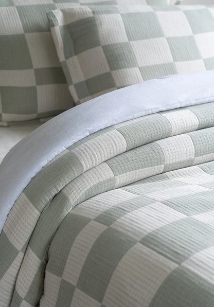 NIRAA Earthloom Serein- Checkered Bedspread