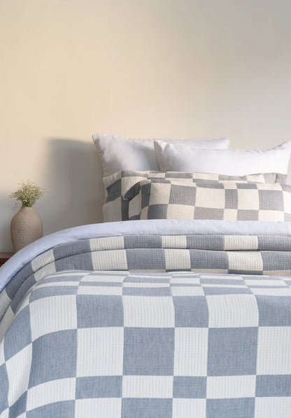 NIRAA Earthloom Serein- Checkered Bedspread