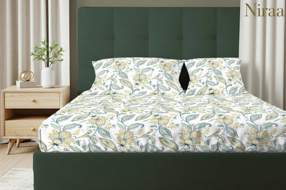 Iris Blue 00% pure cotton bedsheet set with pillow covers – NIRAA Urbanspace