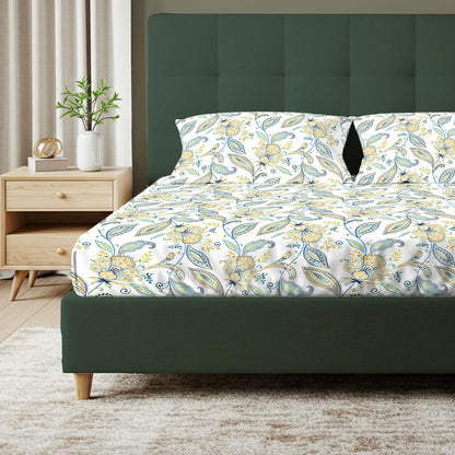 Iris Blue 00% pure cotton bedsheet set with pillow covers – NIRAA Urbanspace