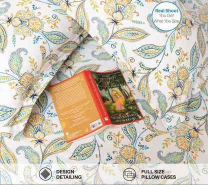 Iris Blue 00% pure cotton bedsheet set with pillow covers – NIRAA Urbanspace