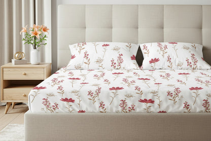 Orchid blooms 100% pure cotton bedsheet set with pillow covers – NIRAA Urbanspace
