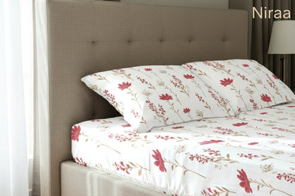 Orchid blooms 100% pure cotton bedsheet set with pillow covers – NIRAA Urbanspace