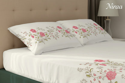 Poppy Bloom 100% pure cotton bedsheet set with pillow covers – NIRAA Urbanspace