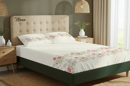 Poppy Bloom 100% pure cotton bedsheet set with pillow covers – NIRAA Urbanspace