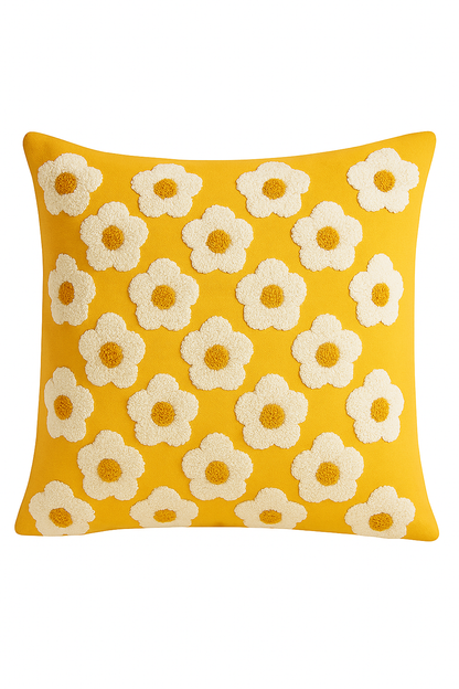 100% Cotton Embroidered Cushion Covers 16×16 Inches | Floral Design | Decorative Throw Pillow Covers