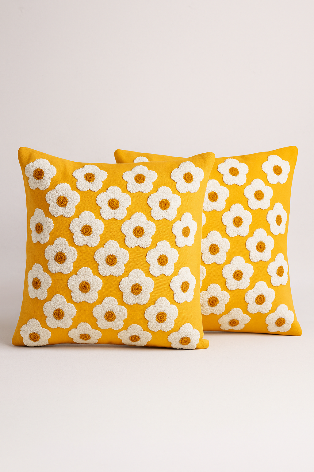 100% Cotton Embroidered Cushion Covers 16×16 Inches | Floral Design | Decorative Throw Pillow Covers